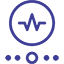Digital Monitor Icon purple graphic showing digital monitor line in a circle above smaller circles