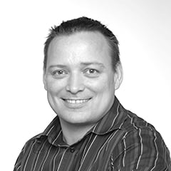 black and white headshot of a man