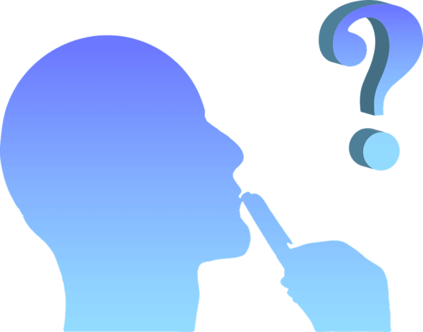 blue profile silhouette of thinking person