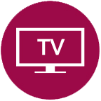 Red and white tv icon